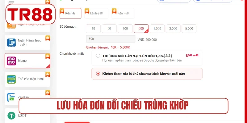 Lưu hóa đơn đối chiếu trùng khớp